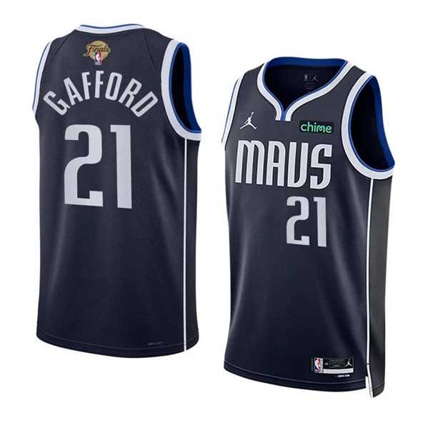 Men%27s Dallas Mavericks #21 Daniel Gafford Navy 2024 Finals Statement Edition Stitched Basketball Jersey Dzhi